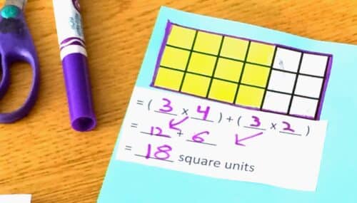 Two rectangles combined to show the distributive property area model