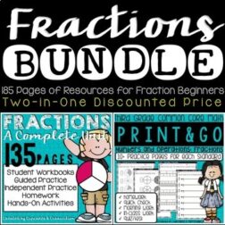 Fractions Bundle: Complete Unit & Print & Go Practice Pages