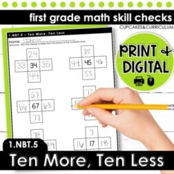 Ten More, Ten Less Worksheets First Grade Math 1.NBT.5