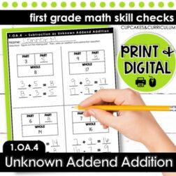Subtraction as Unknown Addend Addition Worksheets First Grade Math 1.OA.4