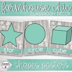 Farmhouse Chic Classroom Decor Shapes Posters