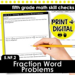Fraction Word Problems Worksheets for 5th Grade Math